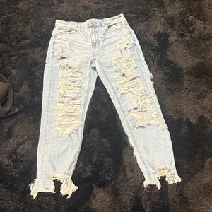 American Eagle Outfitters Distressed Light Denim Boyfriend Jeans